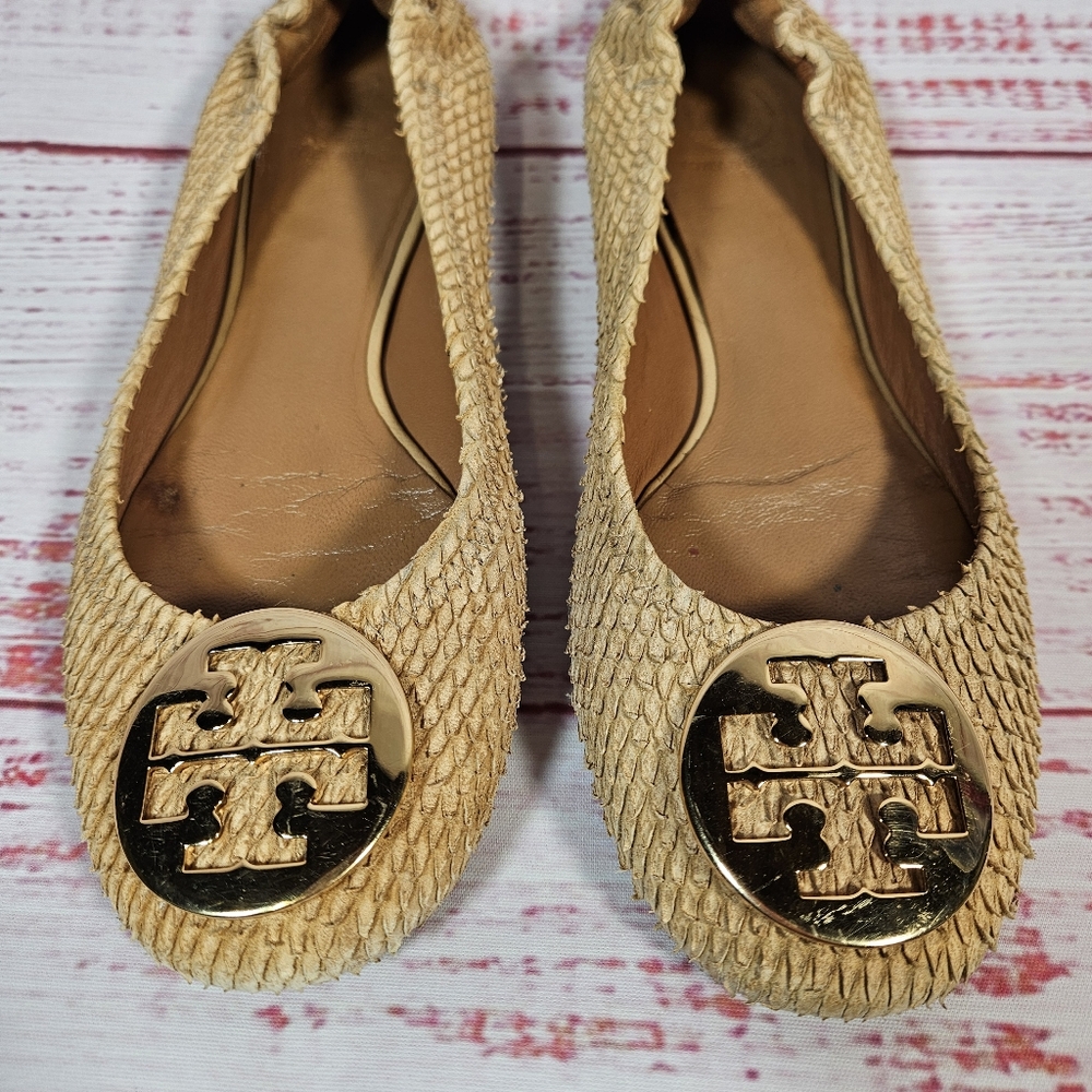 Tory Burch Reva Ballet Slipper Flats In Snakeskin - Picture 4 of 13